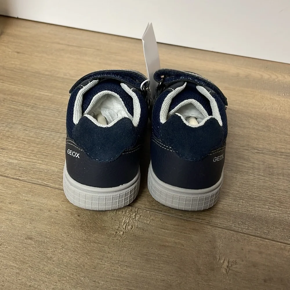 New Geox Respira Boys an Poseido Double Hook and Loop Sneaker Grey/Blue Sz 8.5T - Picture 4 of 11